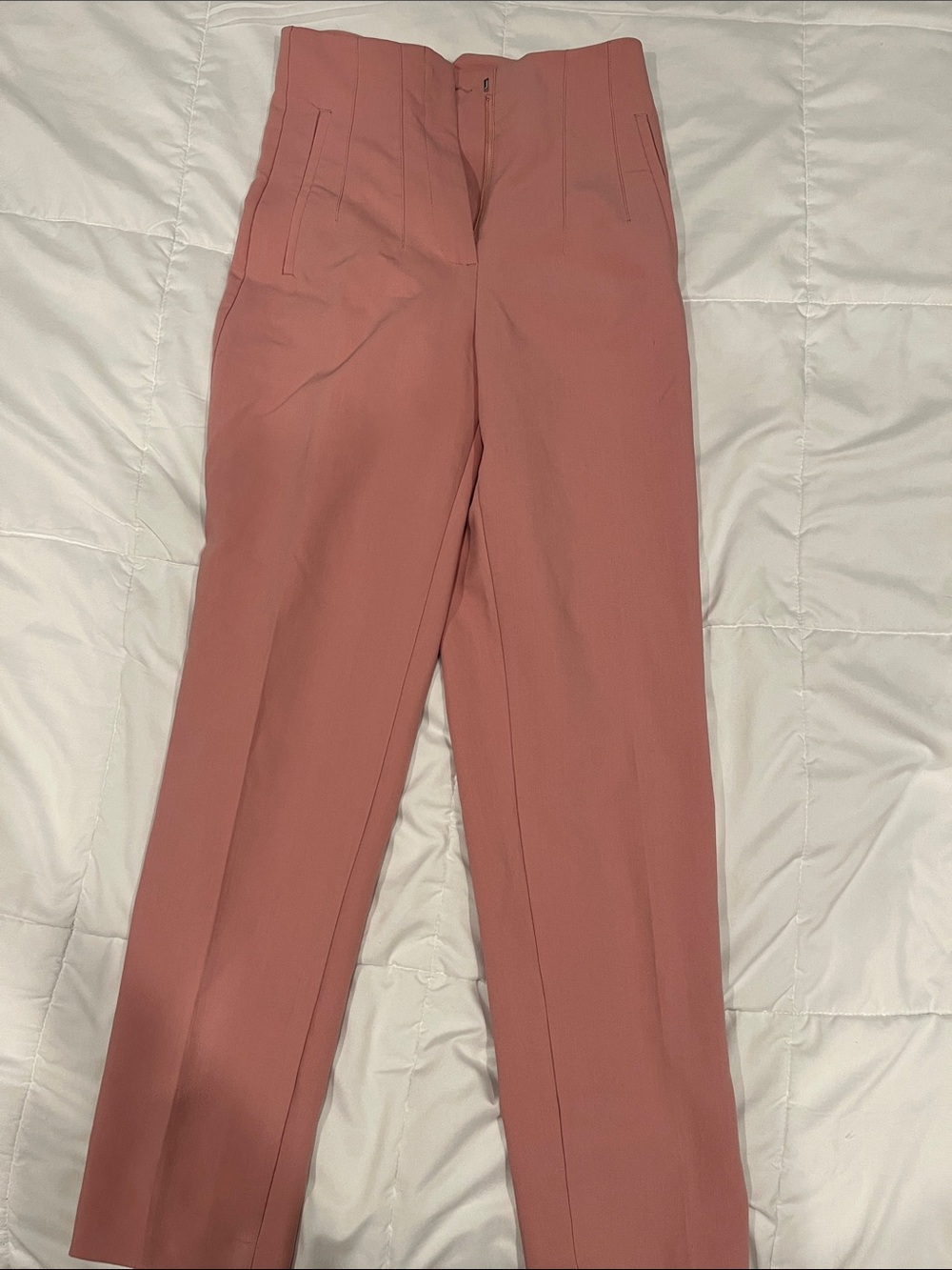 Zara Dusty Rose Tailored High-Waist Trousers